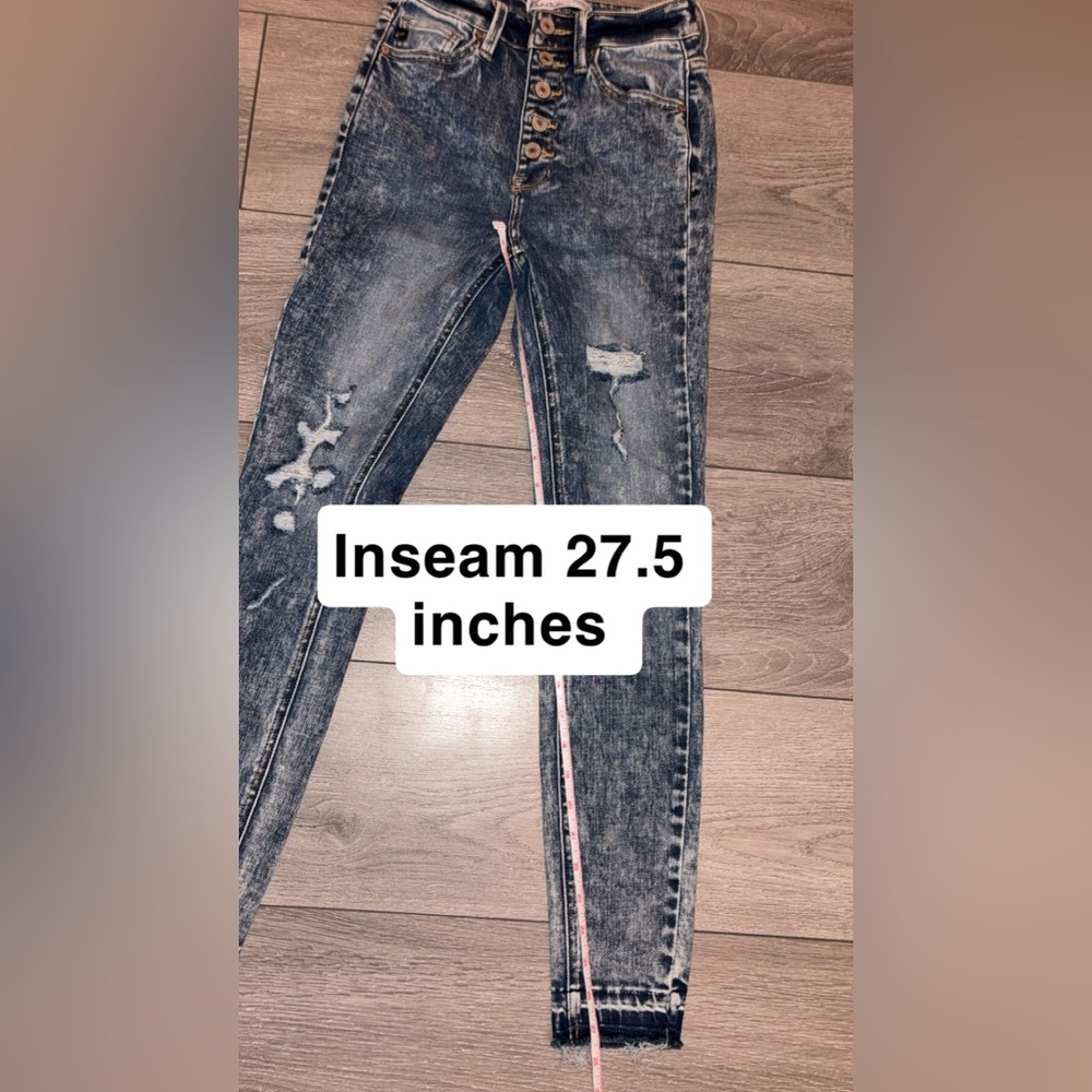 Kancan Denim Jeans Size 25 Skinny High Rise Button Up Distressed - Picture 8 of 8